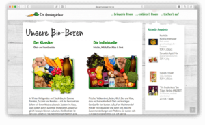Die Bio-Kisten der Gemüsegärtner auf der Webseite mit SEO