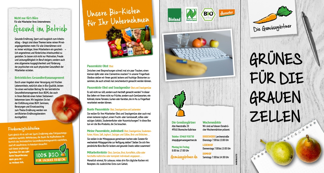 Der Flyer der Gemüsegärtner auch mit SEO Webseite
