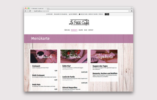 Wordpress macht eine schöne Website vom Le petit Cafe