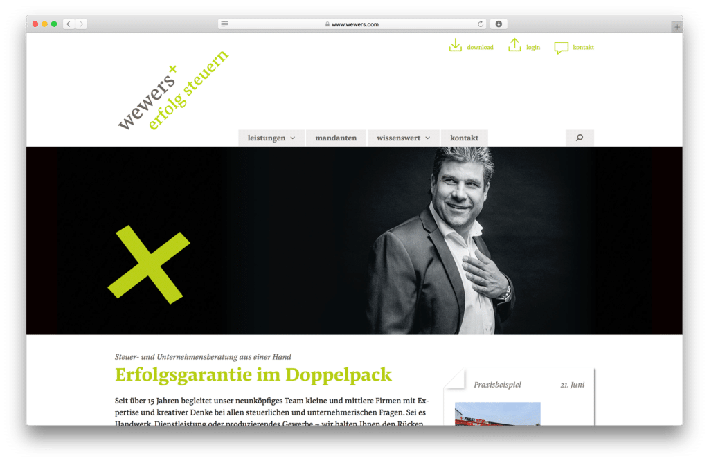 Claim-Entwicklung und CD sowie WordPress Webseiten für Osnabrücker Steuerberater wewers