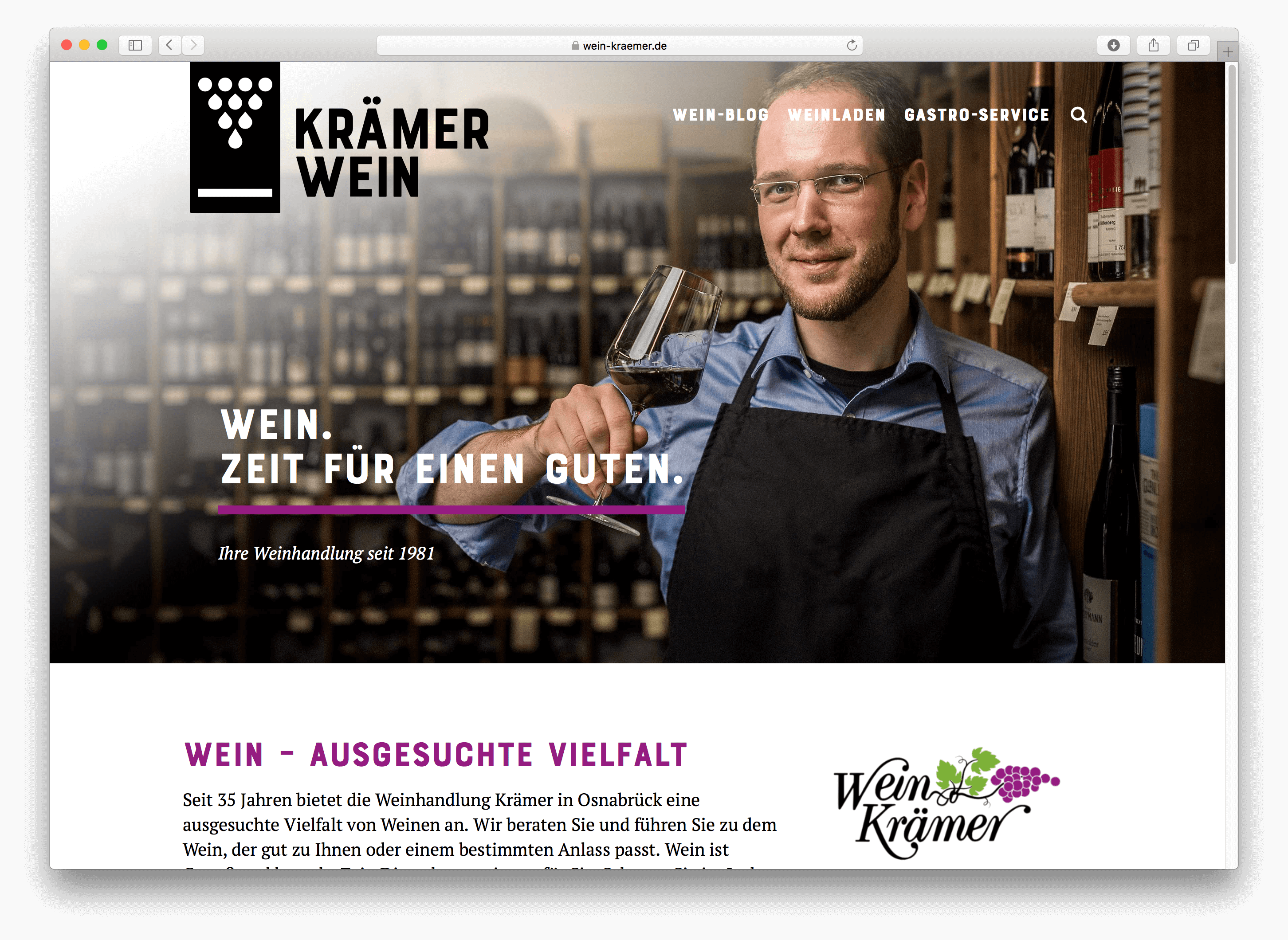 WordPress-Webseite für Osnabrücker Weinladen Krämer Wein – jetzt mir neuem Design