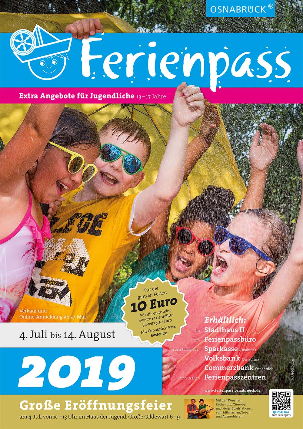 Das Plakat des Ferienpass 2019 in Osnabrück /// Gestaltung Grafikdesignagentur HASEGOLD